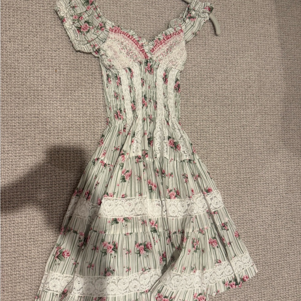 Floral Lace Trim Dress